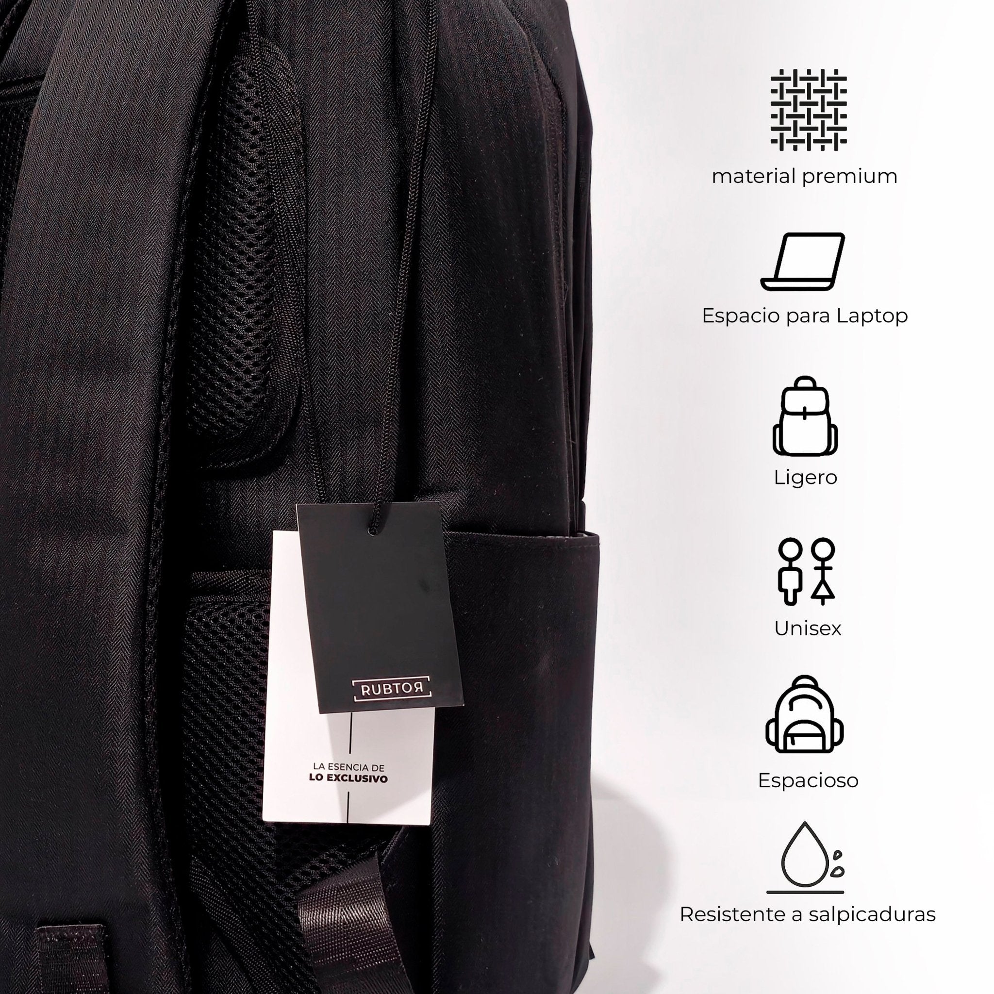 Morral Ejecutivo RUBTOR Black Pora | minimalista unisex - RUBTOR