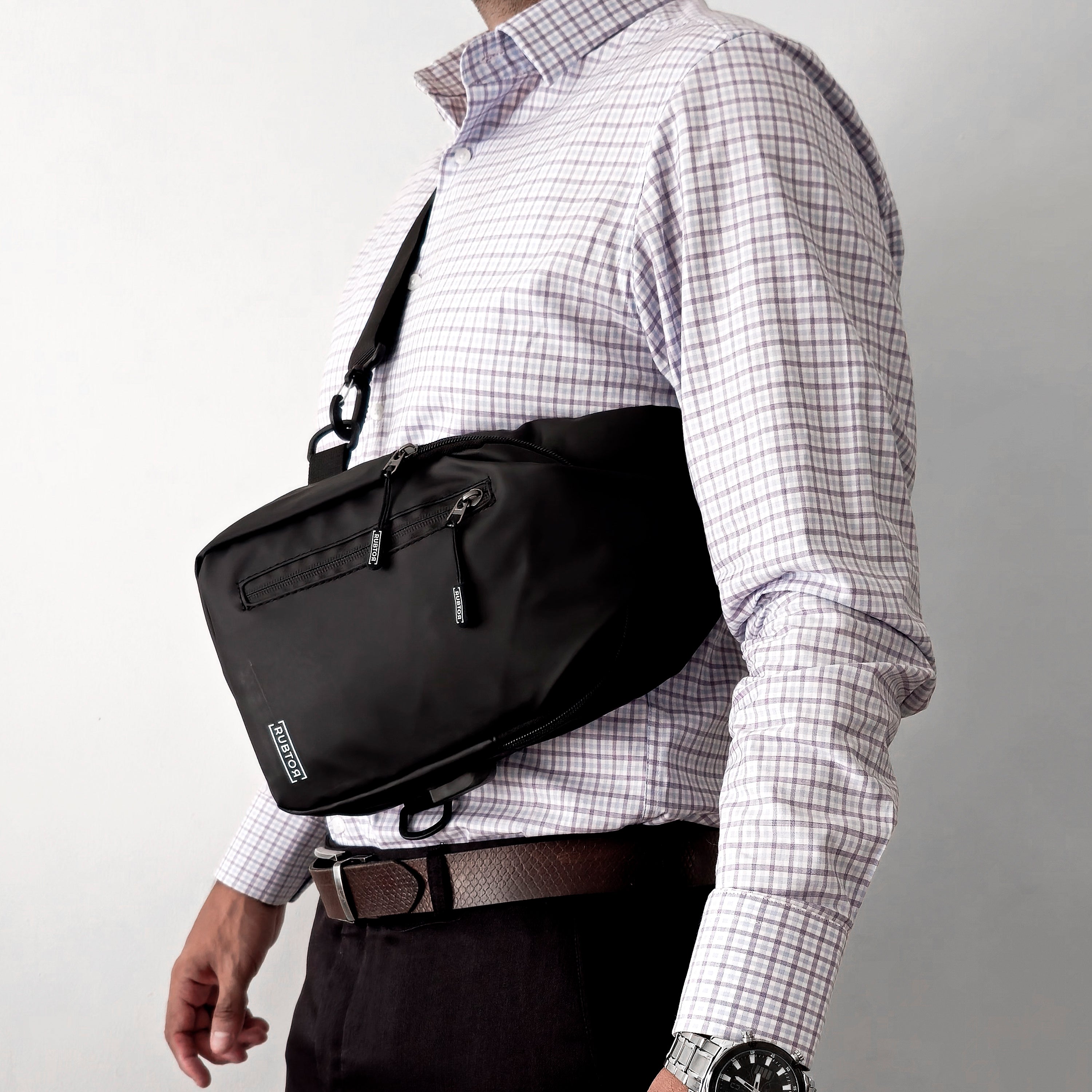 Bandolera RUBTOR Black | minimalista unisex resistente a salpicaduras