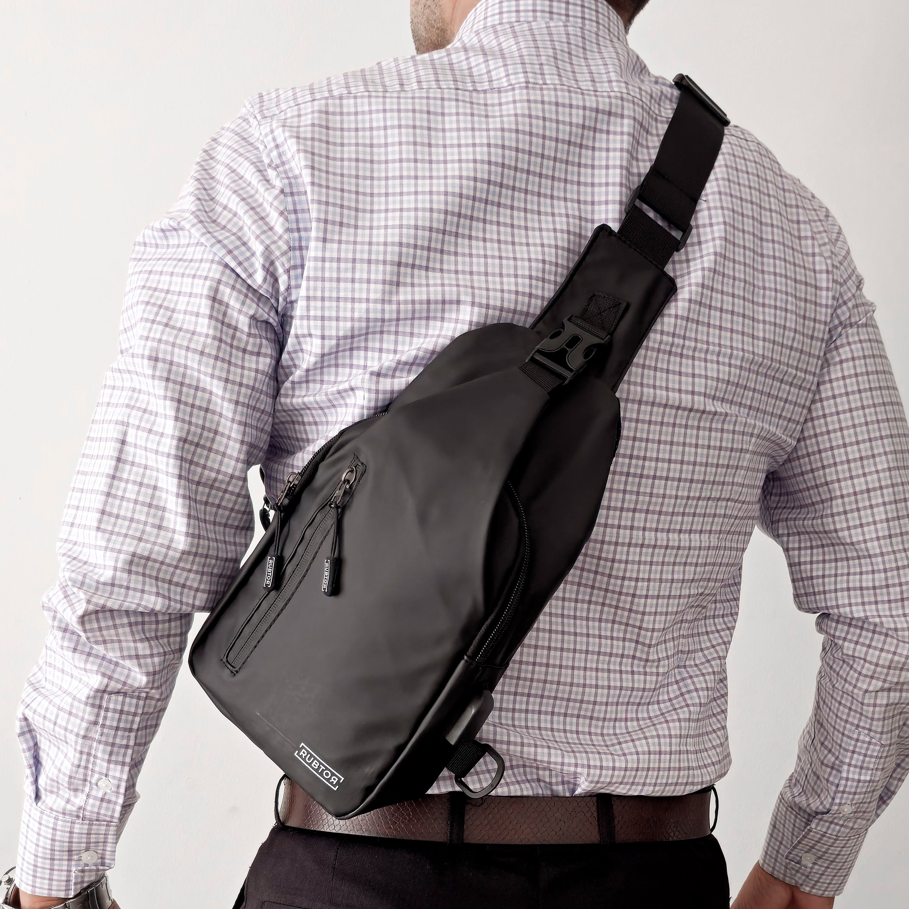 Bandolera RUBTOR Black | minimalista unisex resistente a salpicaduras