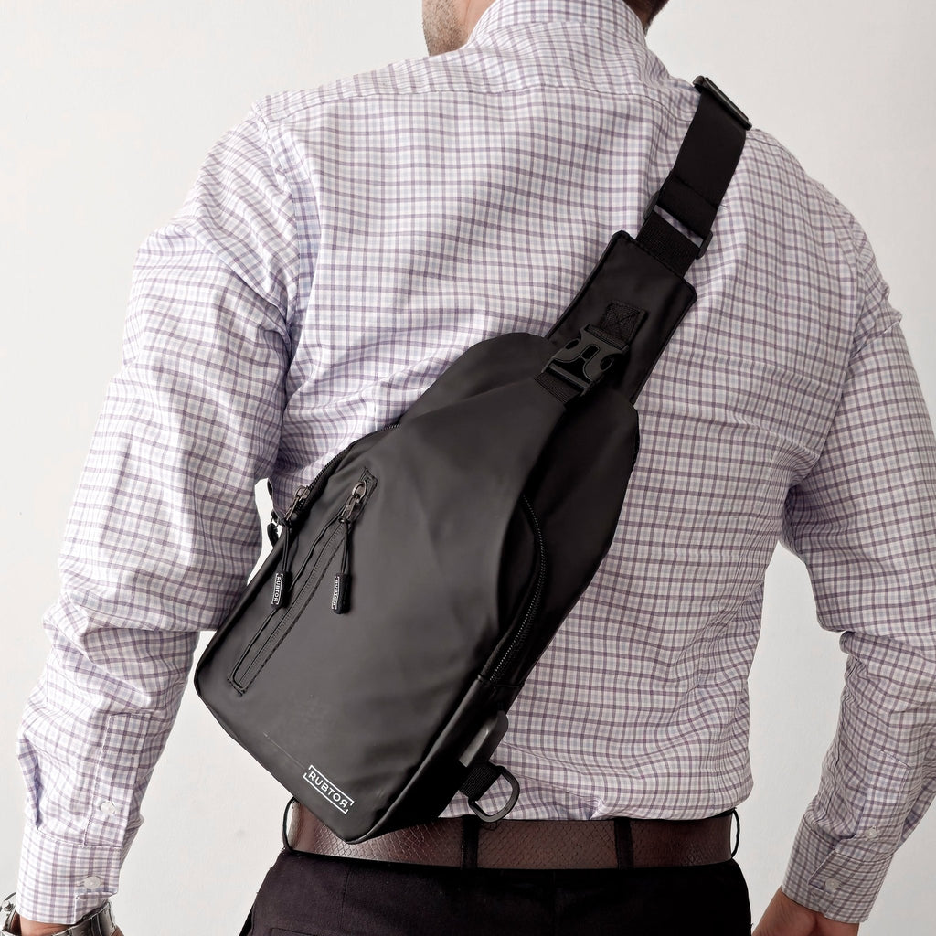 Bandolera RUBTOR Black | minimalista unisex resistente a salpicaduras - RUBTOR