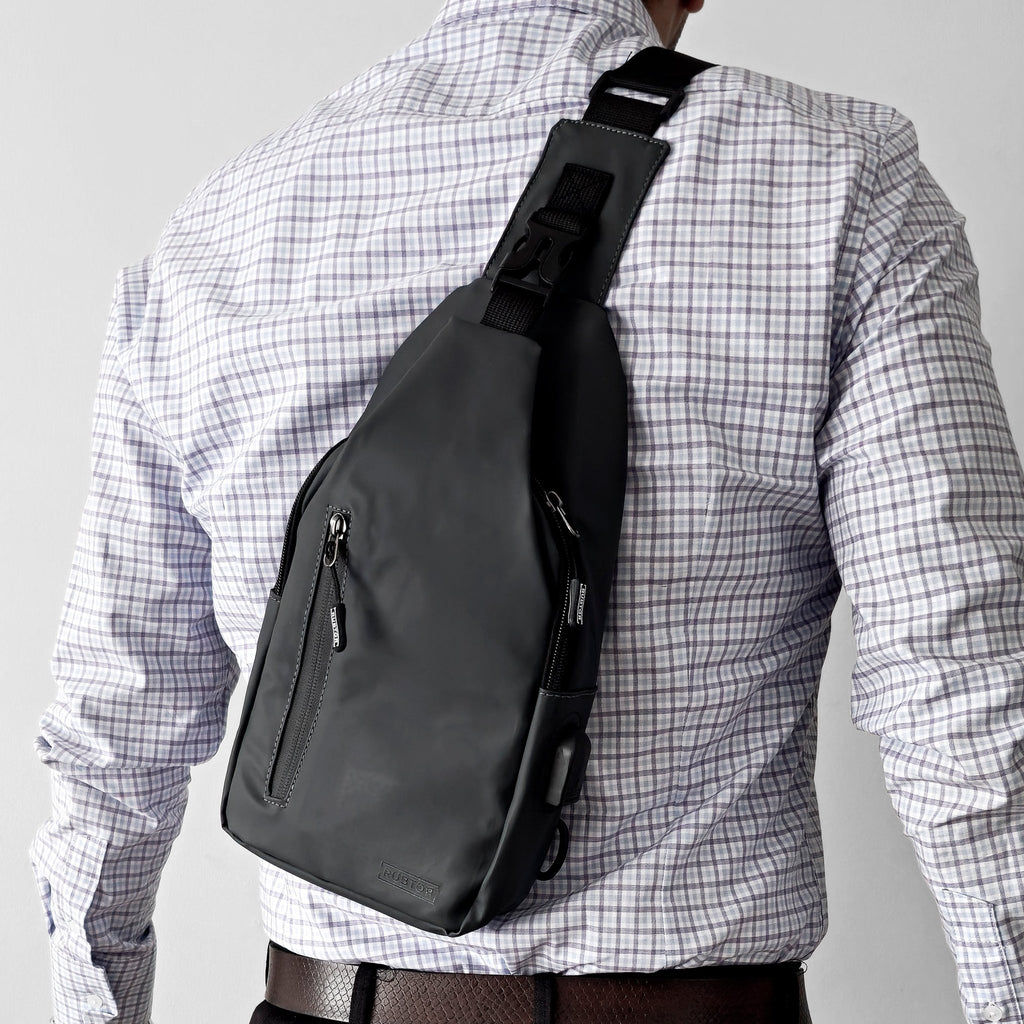 Bandolera RUBTOR Black | minimalista unisex resistente a salpicaduras - RUBTOR