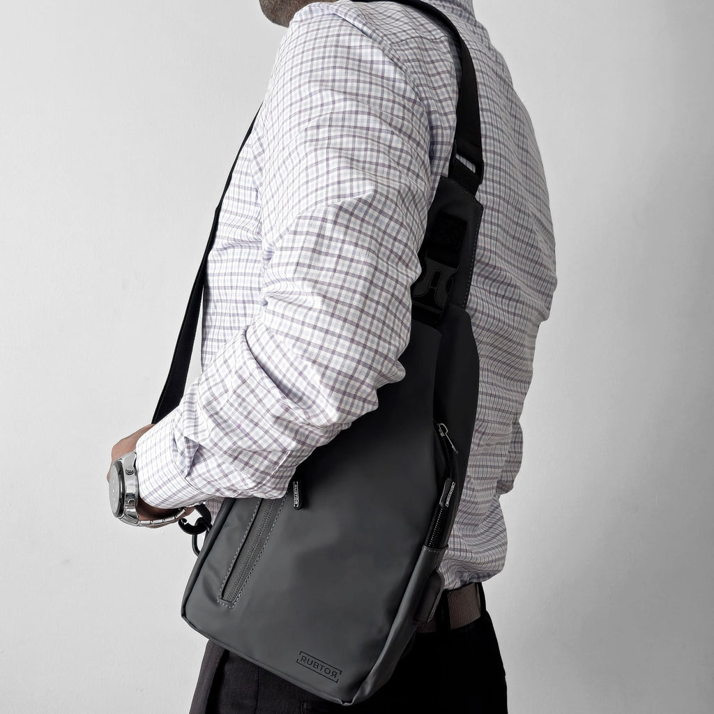 Bandolera RUBTOR Gray | minimalista unisex resistente a salpicaduras - RUBTOR