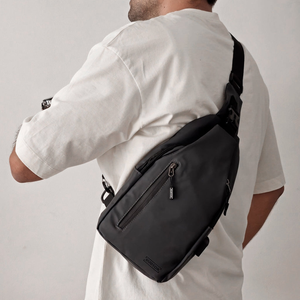 Bandolera RUBTOR Gray | minimalista unisex resistente a salpicaduras - RUBTOR