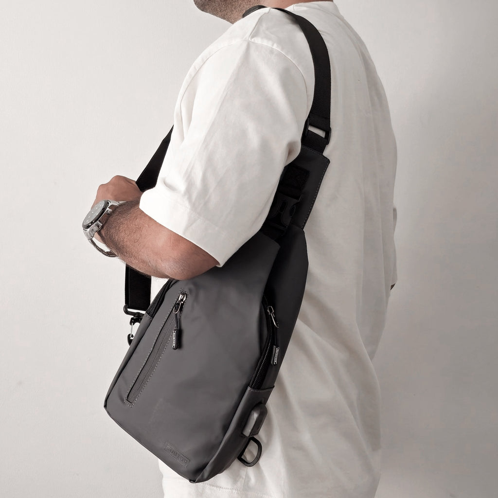 Bandolera RUBTOR Gray | minimalista unisex resistente a salpicaduras - RUBTOR