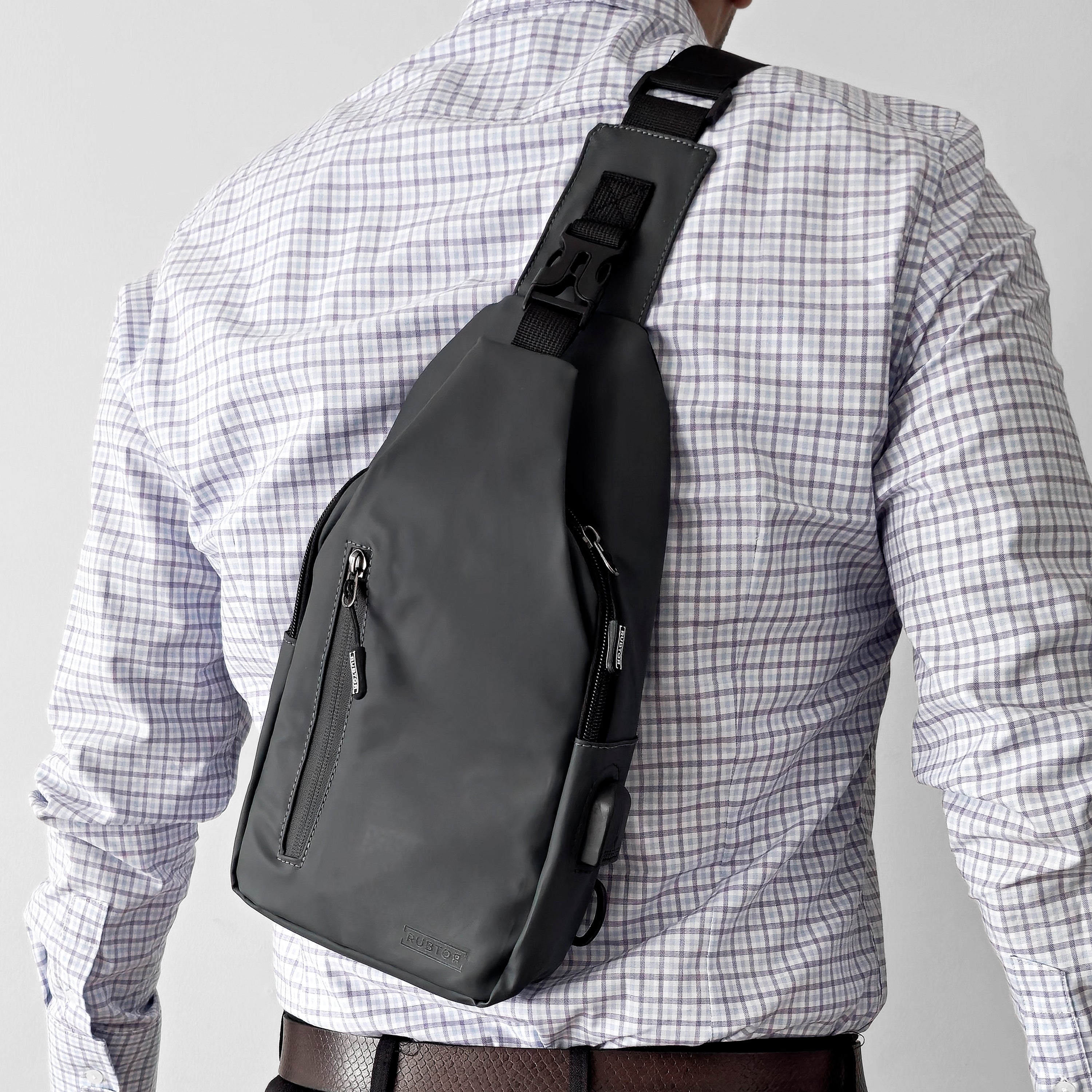 Bandolera RUBTOR Gray | minimalista unisex resistente a salpicaduras
