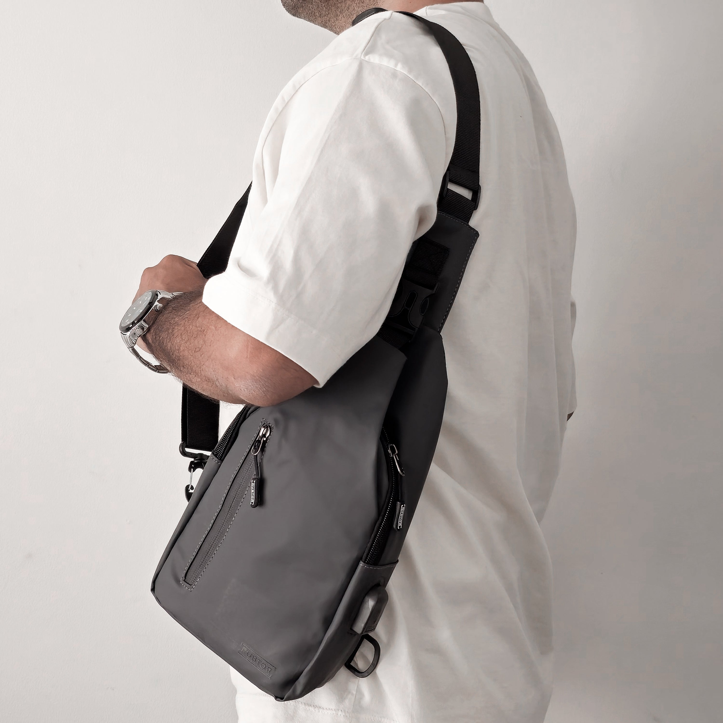 Bandolera RUBTOR Gray | minimalista unisex resistente a salpicaduras