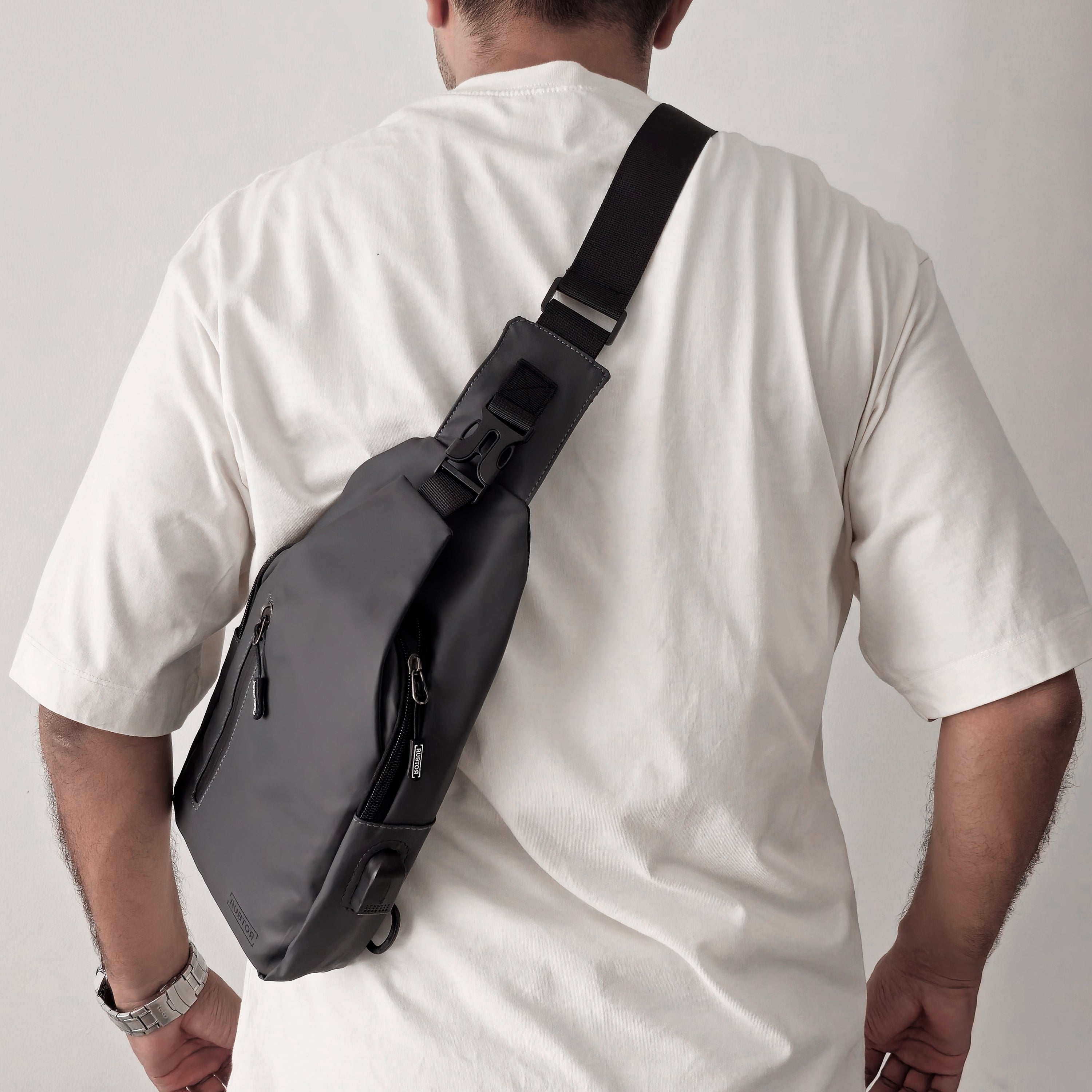 Bandolera RUBTOR Gray | minimalista unisex resistente a salpicaduras