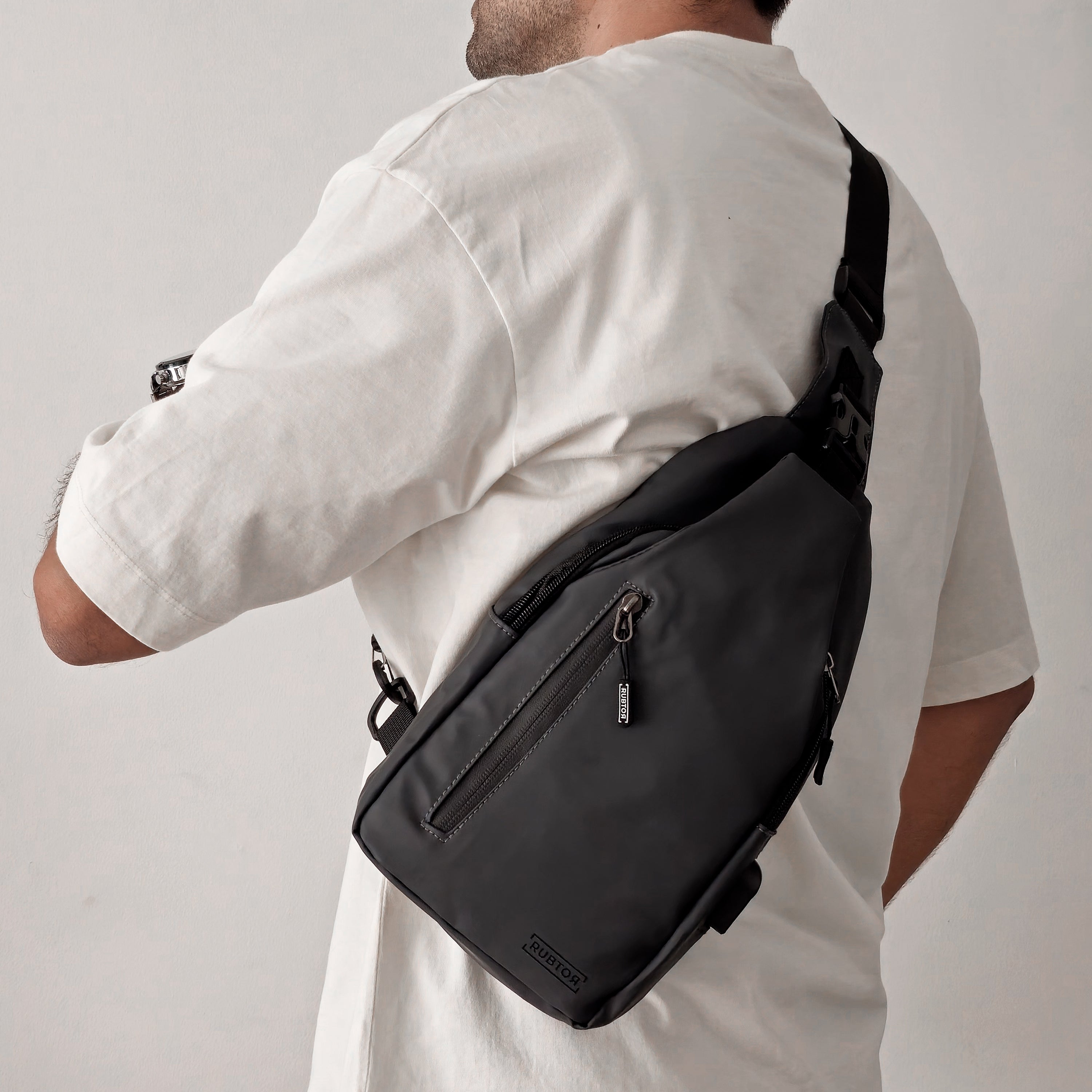 Bandolera RUBTOR Gray | minimalista unisex resistente a salpicaduras
