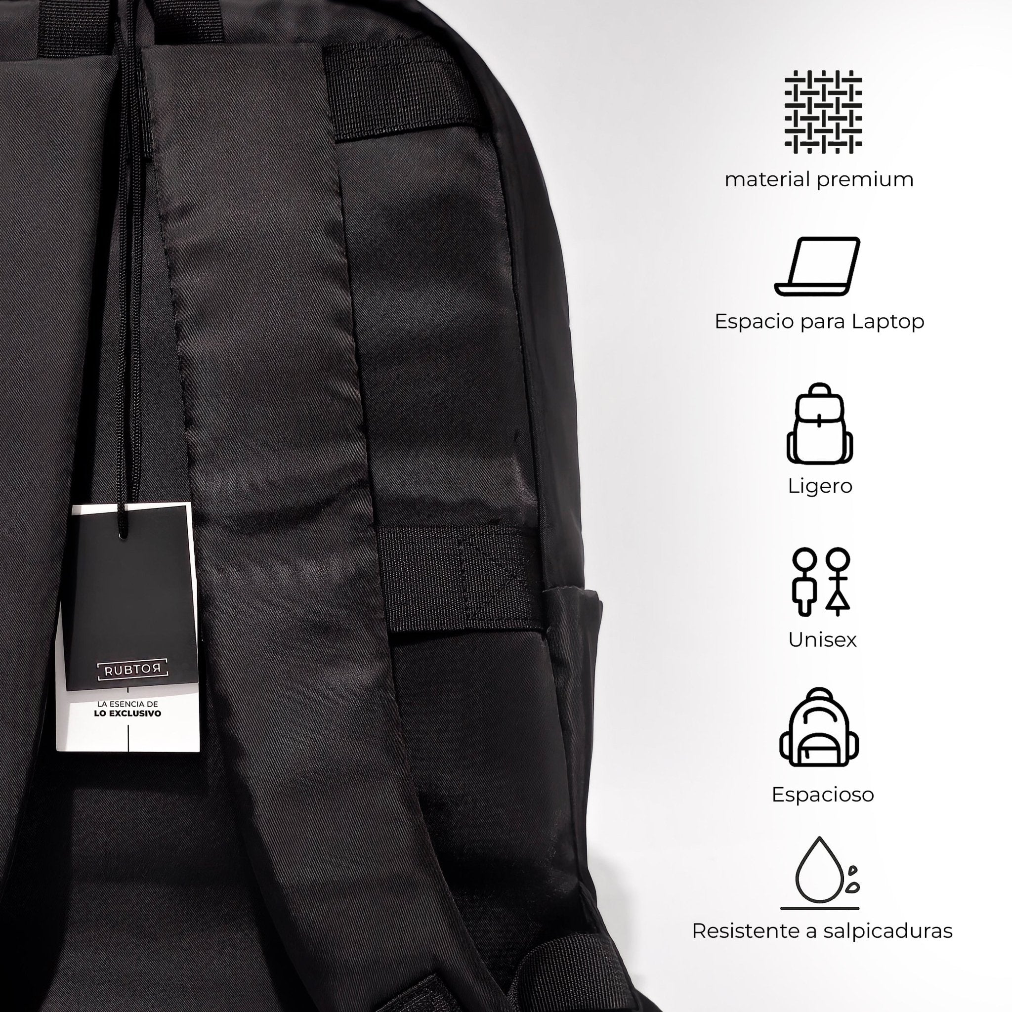 Morral Casual RUBTOR Black Pora | minimalista unisex - RUBTOR